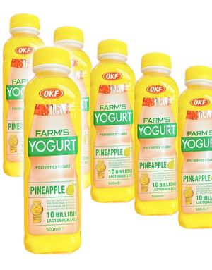 20 stk OKF Farm's Yogurt Pineapple - Drikkeyoghurt med Ananassmak - Hel Eske 20x350 ml (Korea)