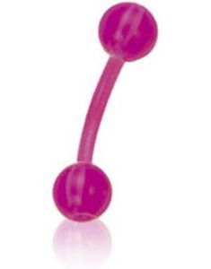 Banan Øyenbrynspiercing i Rosa med Stripete Lilla og Rosa Kuler - 1.2 x 8 mm