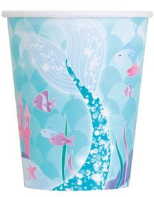 8 stk Pappkopper med Havfrue Tema 270 ml
