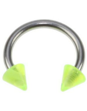 Rund Øyenbrynspiercing med Gule Spike Kuler - 1.2 x 8 mm
