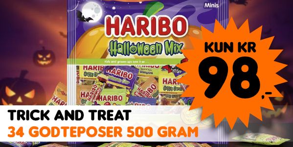 Stor Pose Haribo Halloween Mix med 34 Forskjellige Små Godteposer 500 gram