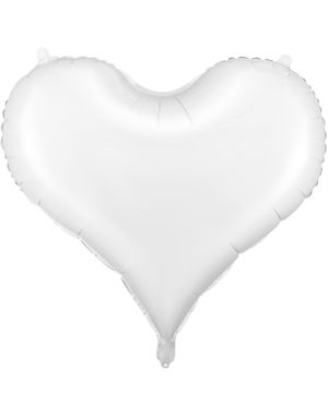 Stor Hjerteformet Hvit Folieballong 75x64,5 cm