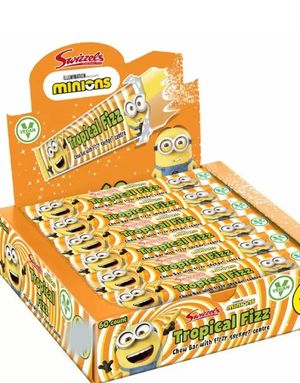 60 stk Swizzels Drumstick Chew Bar Minion Tropical Fizz - Hel Eske 1,08 kg