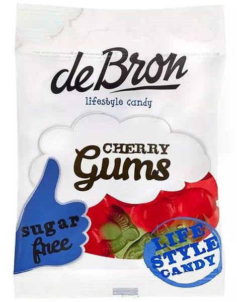 deBron Sugarfree Cherries - Sukkerfritt Kirsebærvingummi 90 g