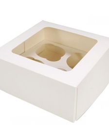 5 Stk Hvite Muffinsbokser - Hver Holder 4 Muffins