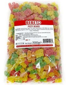 2 kg Bebeto Fizzy Bears - Vingummibjørner med Fruktsmak