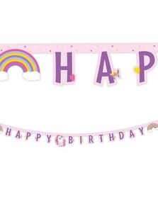 2 Meter Happy Birthday Girlander - Enhjørning Regnbue