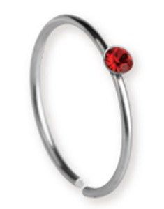 Circle With Red Stone - Nesepiercing