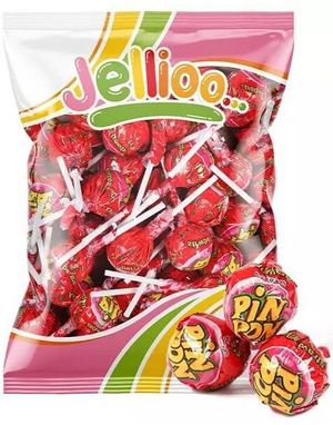 59 stk Pin Pop Kjærlighet på Pinne med Jordbærsmak og Tyggiskjerne 1 kg