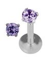 Round Diamond - Labret Piercing med Lilla Sten