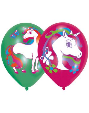 6 stk Grønne og Rosa Ballonger 28 cm- Unicorn Dream