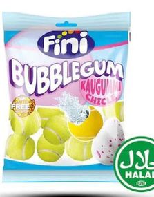Fini Tennis Balls - Pose med Tennisball Tyggegummi med Pulverfyll 75 gram