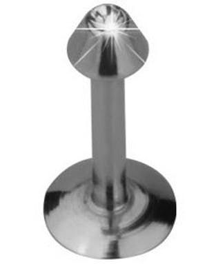 Labret Piercing med Spike Kule og Klar Sten