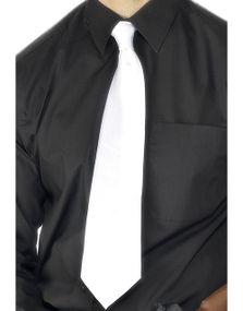 Hvitt Gangster Slips i Satin