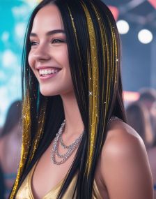 3 stk Tinsel Hair Extensions 50 cm - Gull