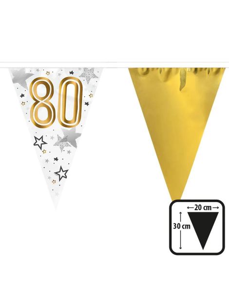 80-år - Stjernemønstret og Gullfarget Banner 6 Meter