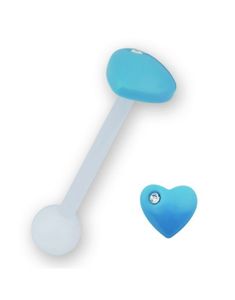 Heart With Stone Blue - Tungepiercing