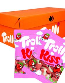 22 stk Trolli Kiss Strawberry - Skumgodteri med Jordbærsmak - Hel Eske 2,2 kg