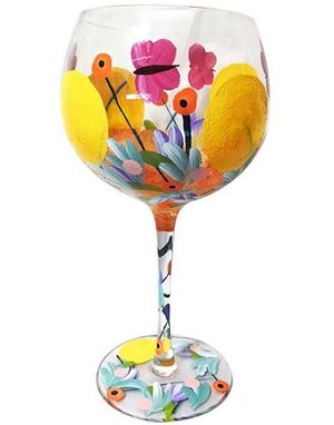 Håndmalt Lynsey Johnstone Blomster - Gin Glass 