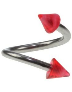 Curve Øyenbrynspiercing med Røde Spikes - 1.2 x 8 mm
