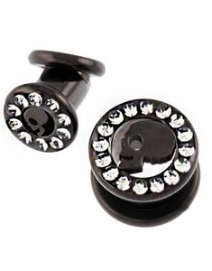 Dead Head - Svart Piercing Tunnel med Stener