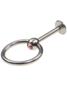 Labrett med Rosa Sten og Slavering - 1,2 x 8 mm