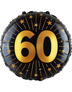 60-års Feiring - Svart og Gull Folieballong 46 cm