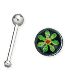 Rett Nesepiercing med Grønn Blomst