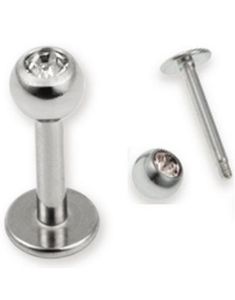 Labret with Single Clear Stone - 1.2 x 8 mm 