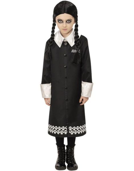 Wednesday - Lisensiert Addams Family Kostyme med Parykk til Barn