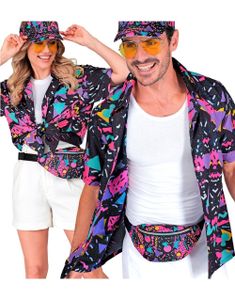 80's Funky Svart Unisex Kostymeskjorte til Voksen