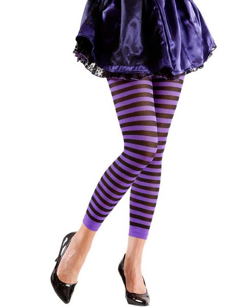 Stripete Svart og Lilla Tights