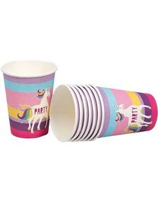 8 stk Pappkrus med Enhjørning 270 ml - Im unique Party