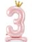 Lys Rosa Tall Folieballonger med Krone 84 cm