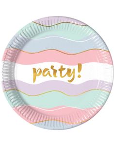 8 stk Pastellfargede Party Papptallerkener 23 cm