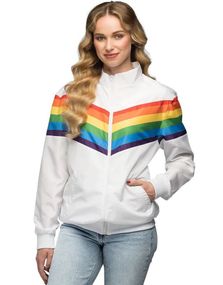 Retro Treningsjakke med Regnbuestriper til Dame