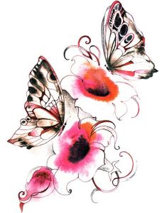 Butterfly Flowers (Fake Tattoo)