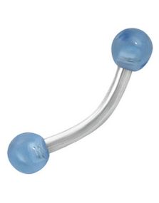 Banana Øyenbrynspiercing med Runde Lys Blå Kuler - 1.2 x 8 mm