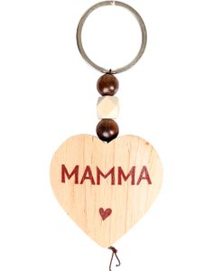 Nøkkelring med Trehjerte og Perler - Mamma