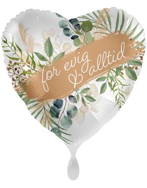 Floral Hjerteformet "for evig og alltid" Folieballong 43 cm