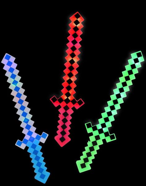 Minecraft Inspirert Pixel Sverd med LED Lys i Assorterte Farger - 62 cm