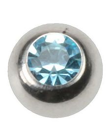 Blank Stålkule Med Lys Turkis Sten - 4 mm kule til 1,6 mm Stang