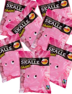 12 Poser Skalle i Skum med Bringebærsmak - Hel Eske