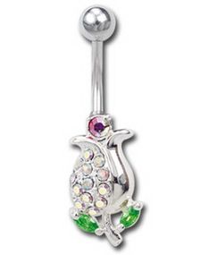 Navlepiercing med Rose - Hvit
