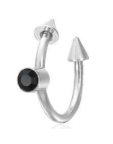 Øyenbrynspiercing med Spike Kuler & Svart Sten - 1,2 x 10 mm