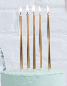 24 stk Gullfargede Kakelys med Holdere 14 cm