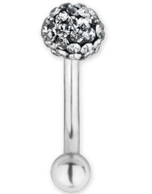 Glitter Ball Grå - 1.2 x 8 mm Øyenbrynspiercing