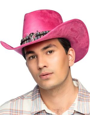 Rosa Cowboyhatt med Snor og Emblem