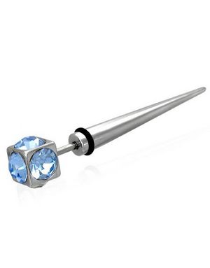 Superlong Fake Piercing with Blue Stones