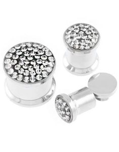 Piercing Plugg Dekorert med Grå Stener